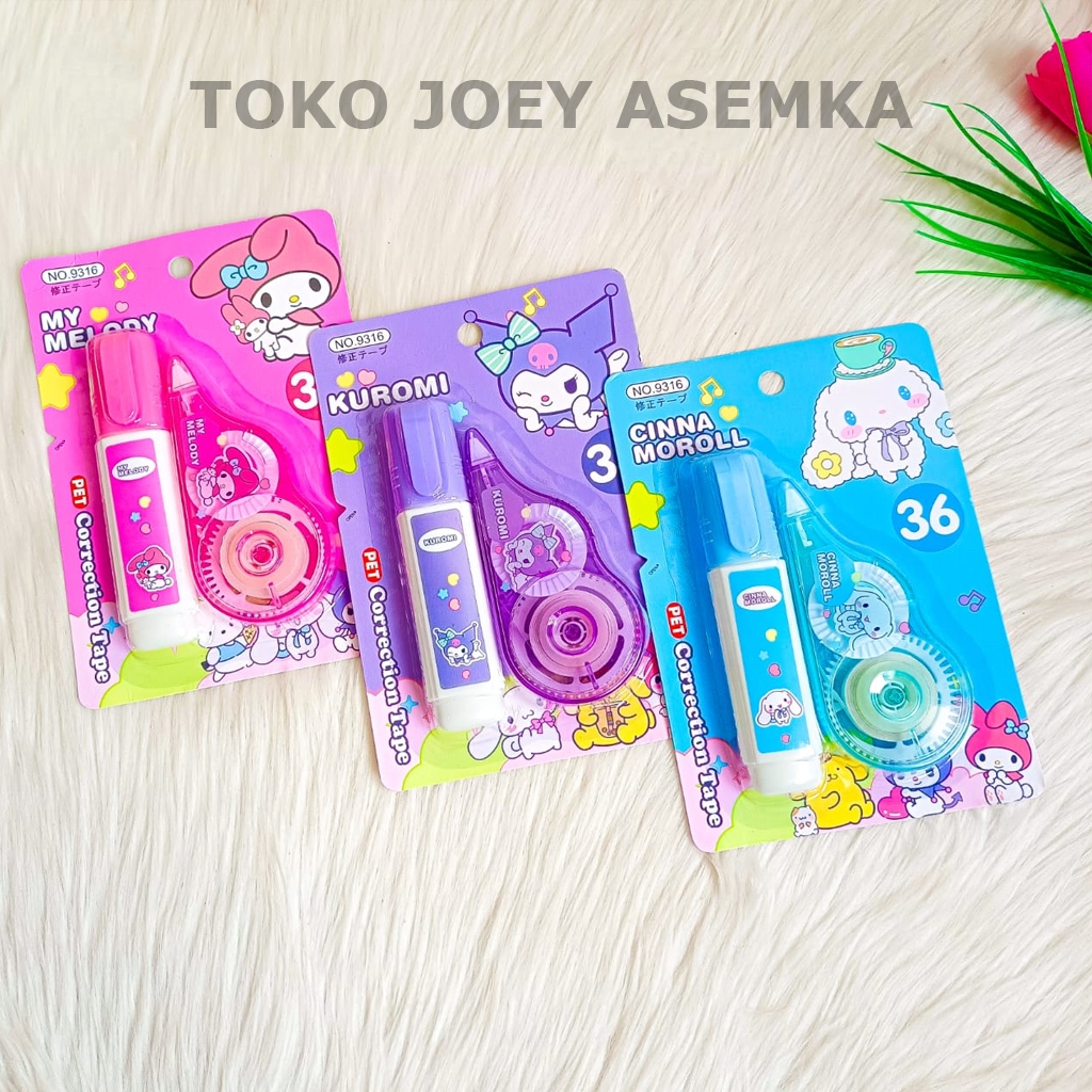 

CORRECTION TAPE NIALL 2 IN 1 SANRIO CT-1752 TIPE X HAPUSAN PULPEN KUROMI MELODY TIPEX CAIR TIP-X CINAMOROLL