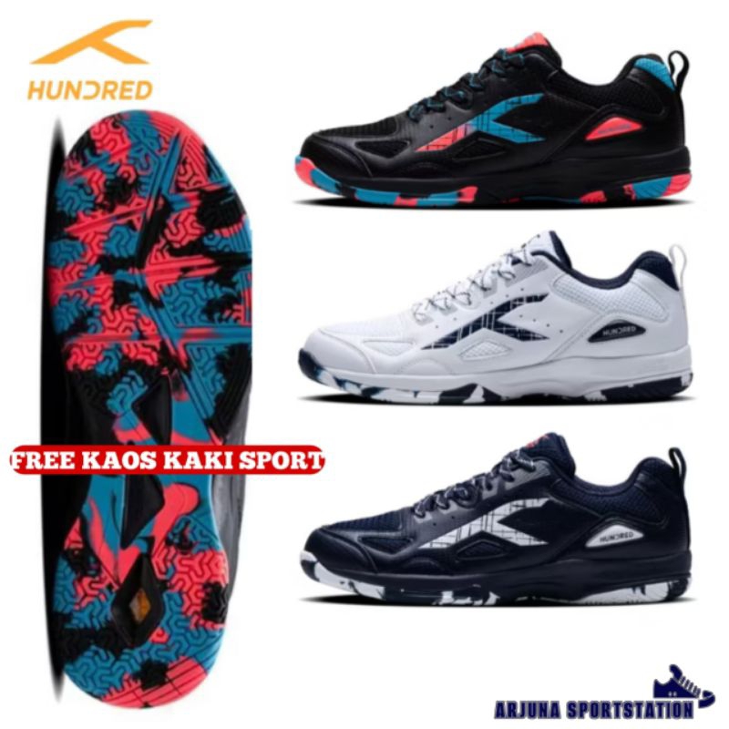 100%ORIGINAL hundred galaxy badminton shoes-sepatu badminton original hundred#FREE KAOS KAKI SPORT#