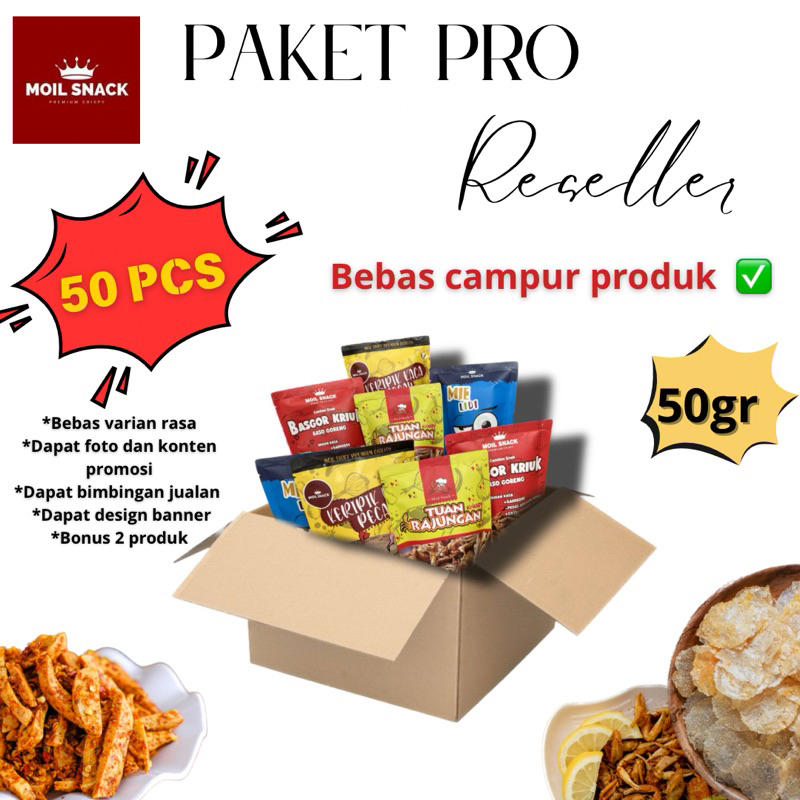 

PAKET RESELLER 50PCS SNACK RAJUNGAN BASGOR MIE LIDI KERIPIK KACA