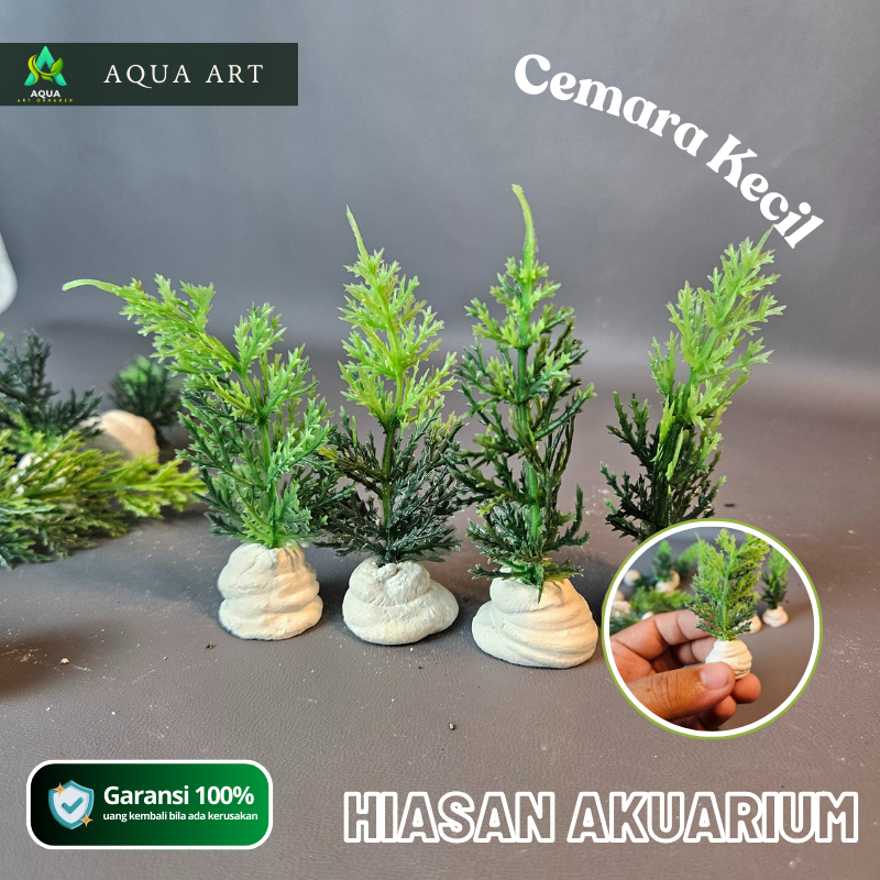 Hiasan Akuarium Ornamen Aquascape Tanaman Cemara Mini Plastik