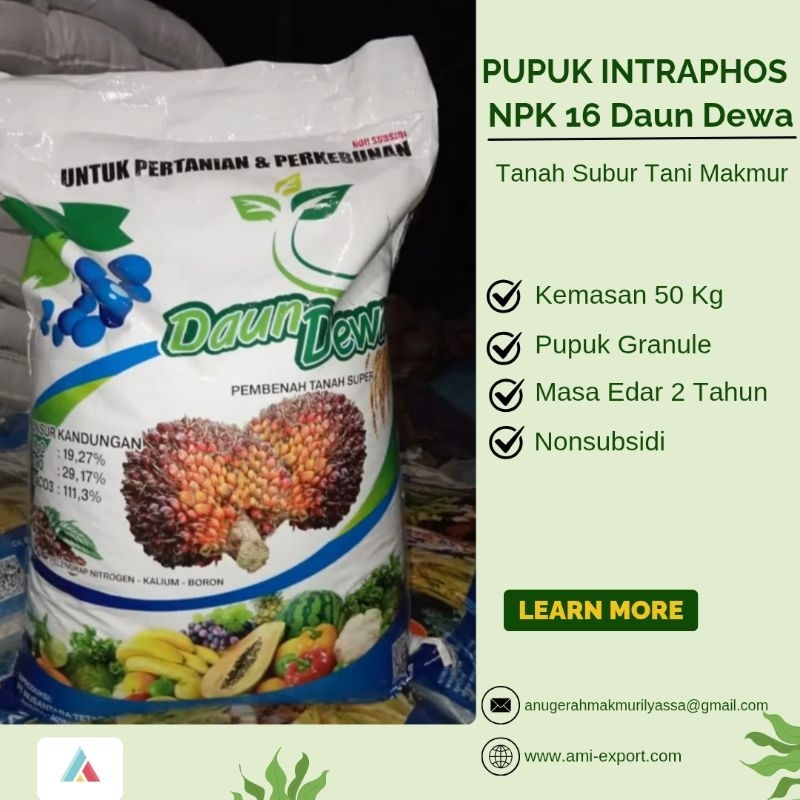 Pupuk NPK 16 Daun Dewa Diperkaya Boron| Pupuk Tanaman Sawit| Pupuk Tanaman Perkebunan| Pupuk Kandung