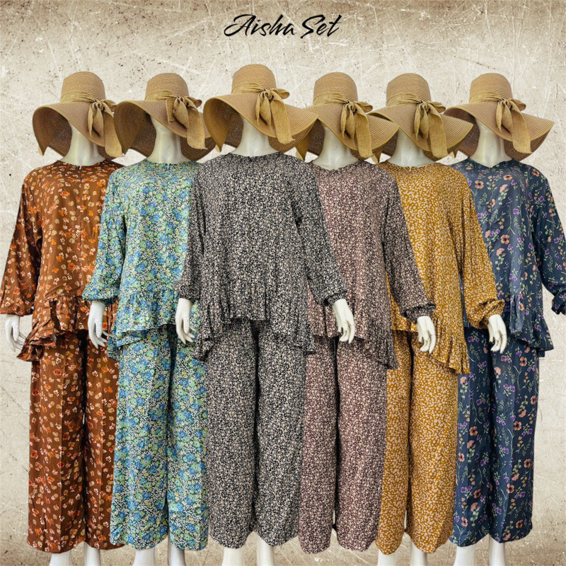 AISHA SET PJPJ / SETELAN MUSLIM PIYAMA WANITA | RAYON REMPLE