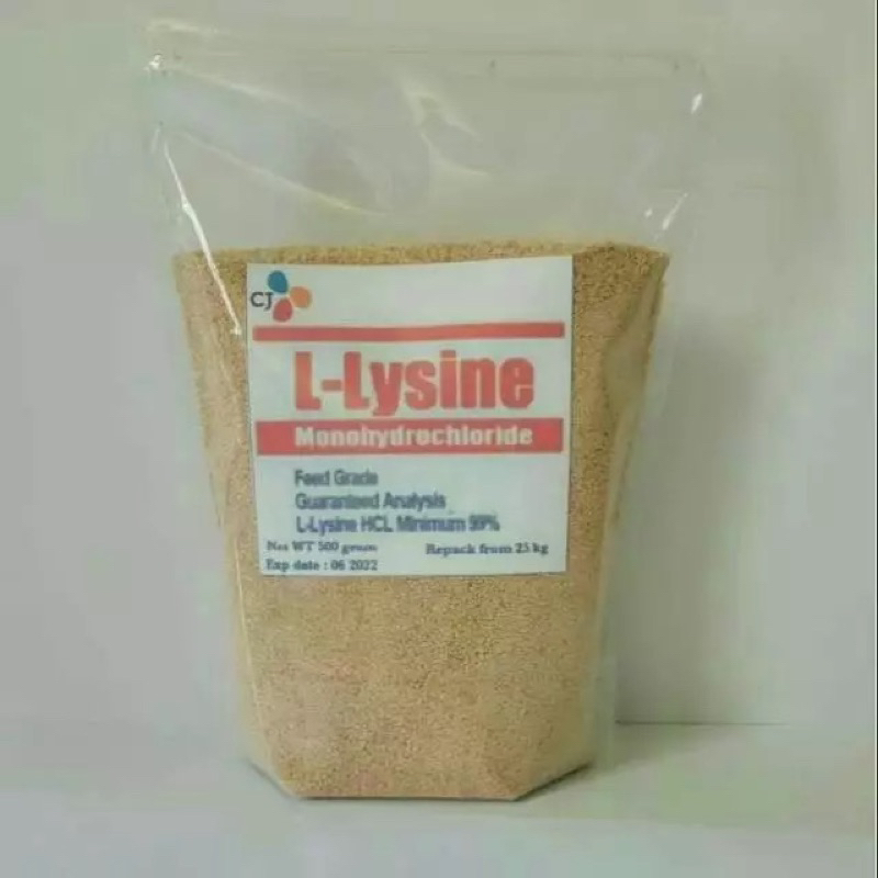 Lysine 500 gram / Asam Amino Hewan / L-Lysine HCL Monohydrochloride / Lisin