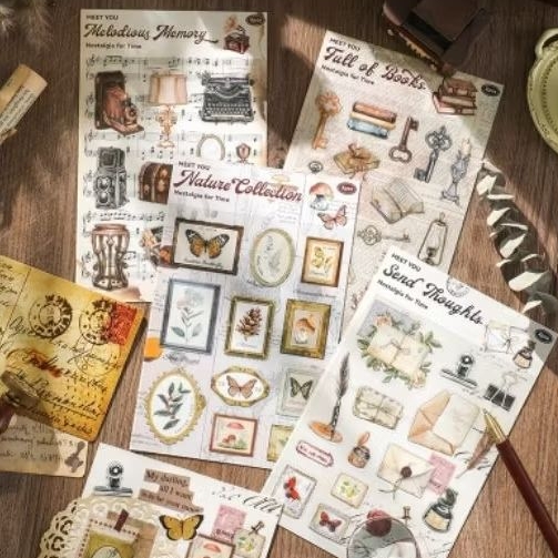 

2 lembar vintage sticker Nostalgia for Time jurnal diy