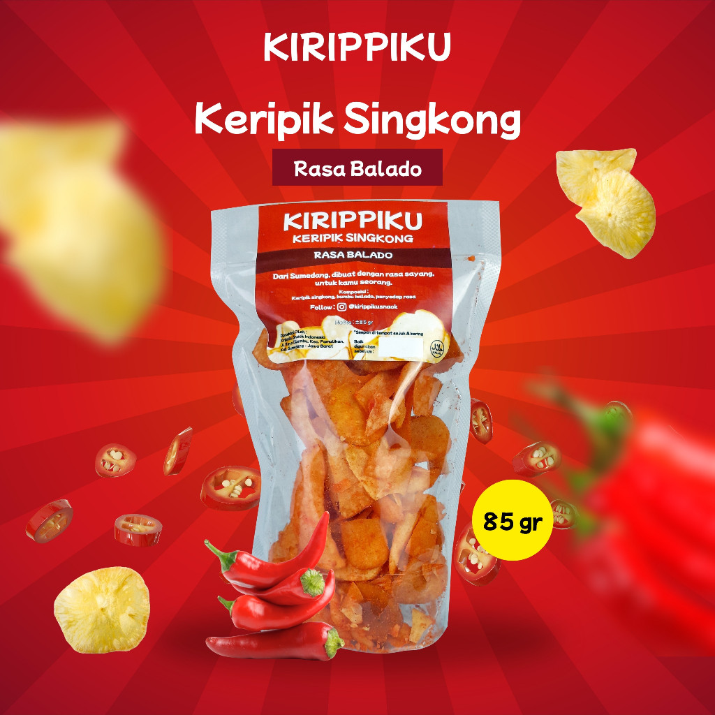 

Keripik Singkong Krippiku Rasa Balado 85 gr