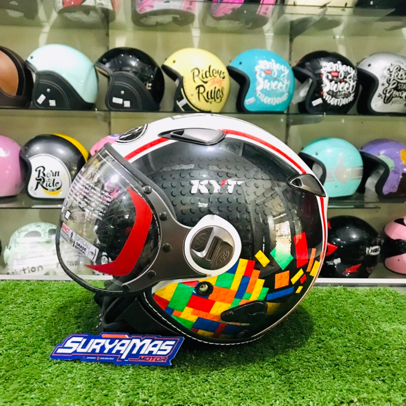 HELM KYT ELSICO MOTIF #5 WHITE/BLACK/RED