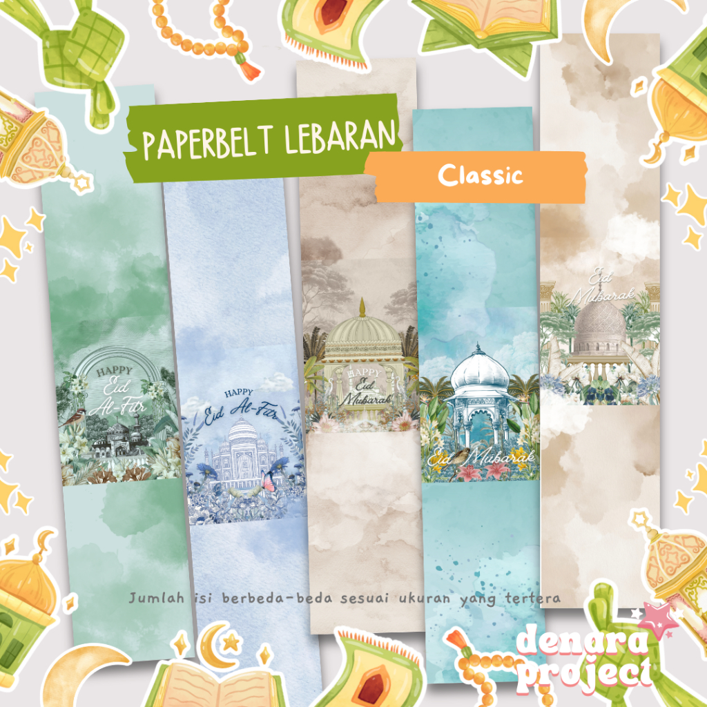 

(12pcs) Paper Belt Hampers Lebaran Idul Fitri Portrait Premium Classic - Hampers Sleeve Ramadhan