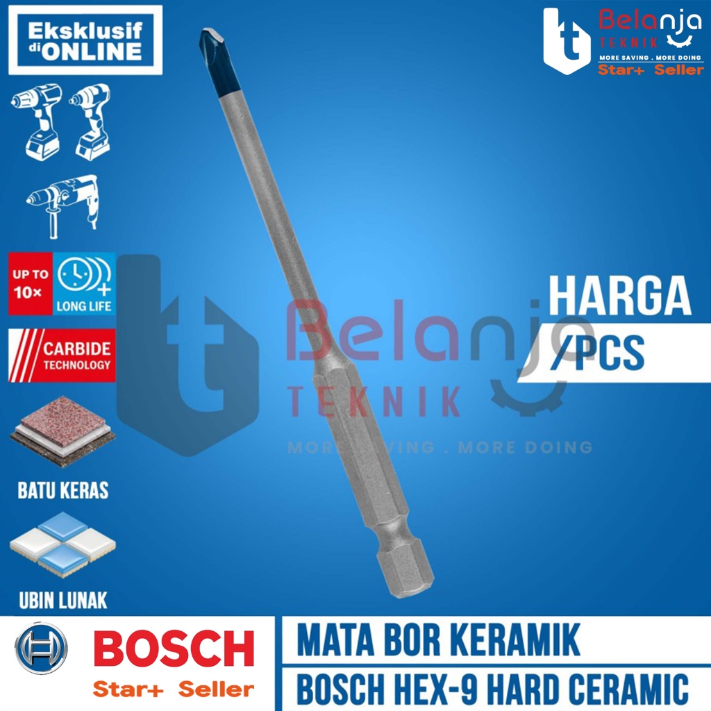 Bosch HEX 9 Hard Ceramic Drill Bit 4 MM Mata Bor Keramik 4 X 90 MM Tile Drill Bit 4MM