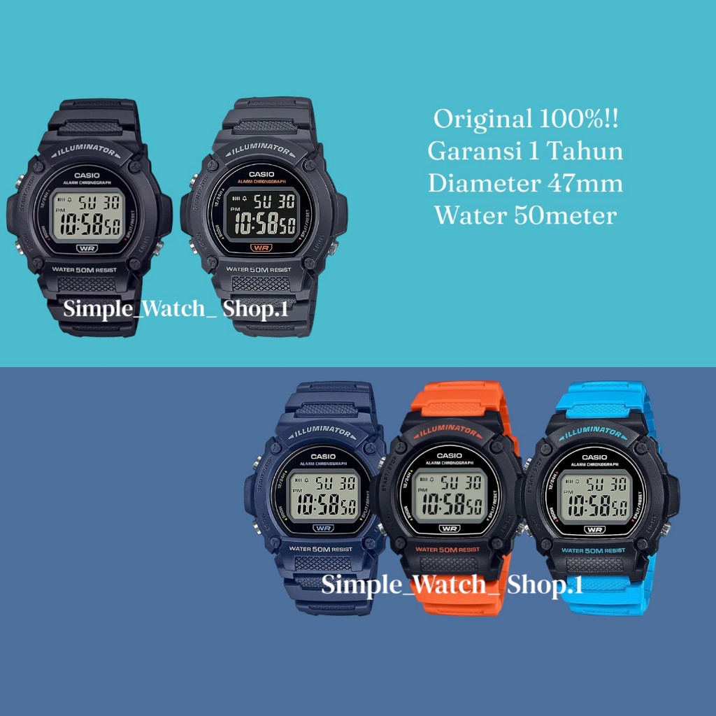 Original 100% CASIO W-219H-1AVDF W-219H-2A2VDF W-219H-2AVDF W-219H-4AVDF W-219H-8BVDF Jam Tangan Pri