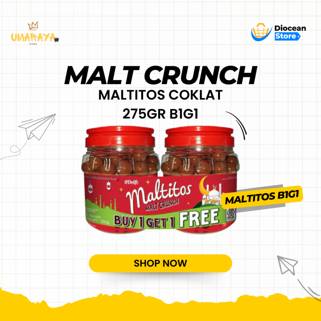 

Delfi Maltitos Malt Crunch 2x275g Buy 1 Get 1 Free/Coklat Delfi Maltitos Toples Buy 1 Get 1 Free