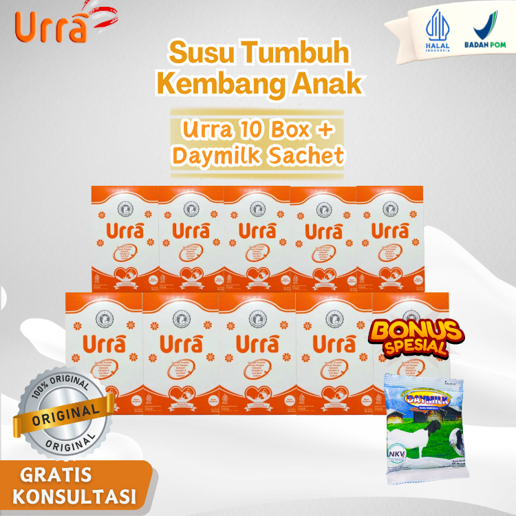 

Susu URRA - Susu Kambing Saneen Untuk Penambah Berat Badan & Tinggi Badan Anak - 10 Box + GIFT