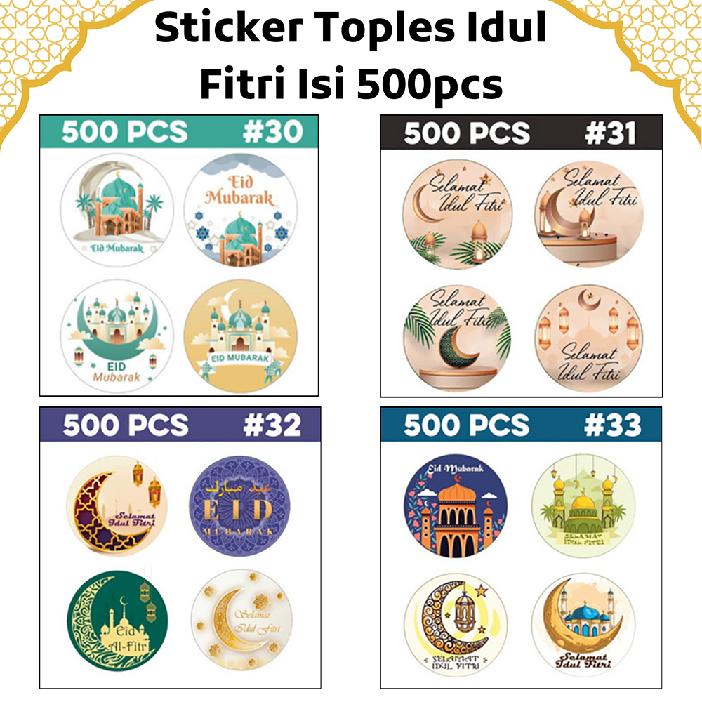 

500pcs Sticker / Stiker Toples Lebaran / Idul Fitri / Eid Mubarak untuk Hiasan Kue Kering Ramadhan