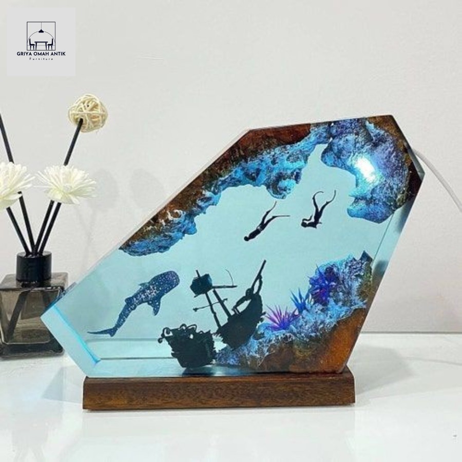 diorama lampu hias resin epoxy lampu tidur / hiasan lampu / lampu resin / dekorasi resin / produk re