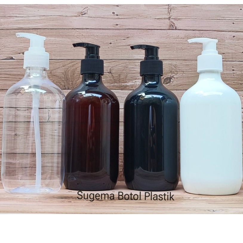 Botol Pump 500ml Mada Coklat / Botol Plastik Pet 500ml Neck 28mm Bening Tebal Tutup Pump Lotion