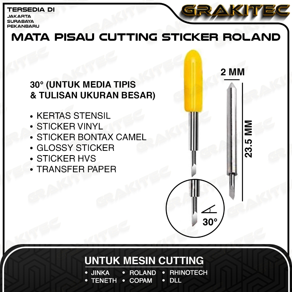 

3 pcs Blade / Jarum / Mata Pisau Import Mesin Cutting Sticker untuk Roland J*nka Teneth Rhinotec