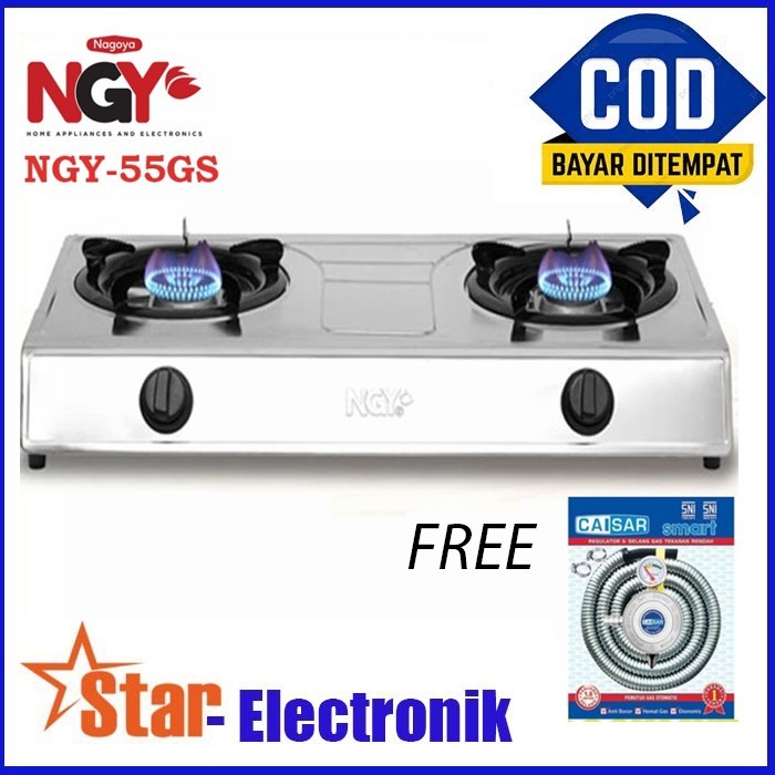 NGY Stain-Free Gas Stove / Kompor Gas Api 2 Tungku | NGY-555 NAGOYA