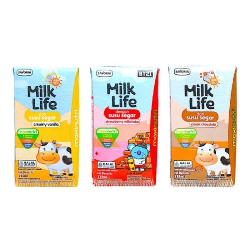 

Milk Life susu segar UHT 125ml varian cokelat, strawberry, dan vanilla