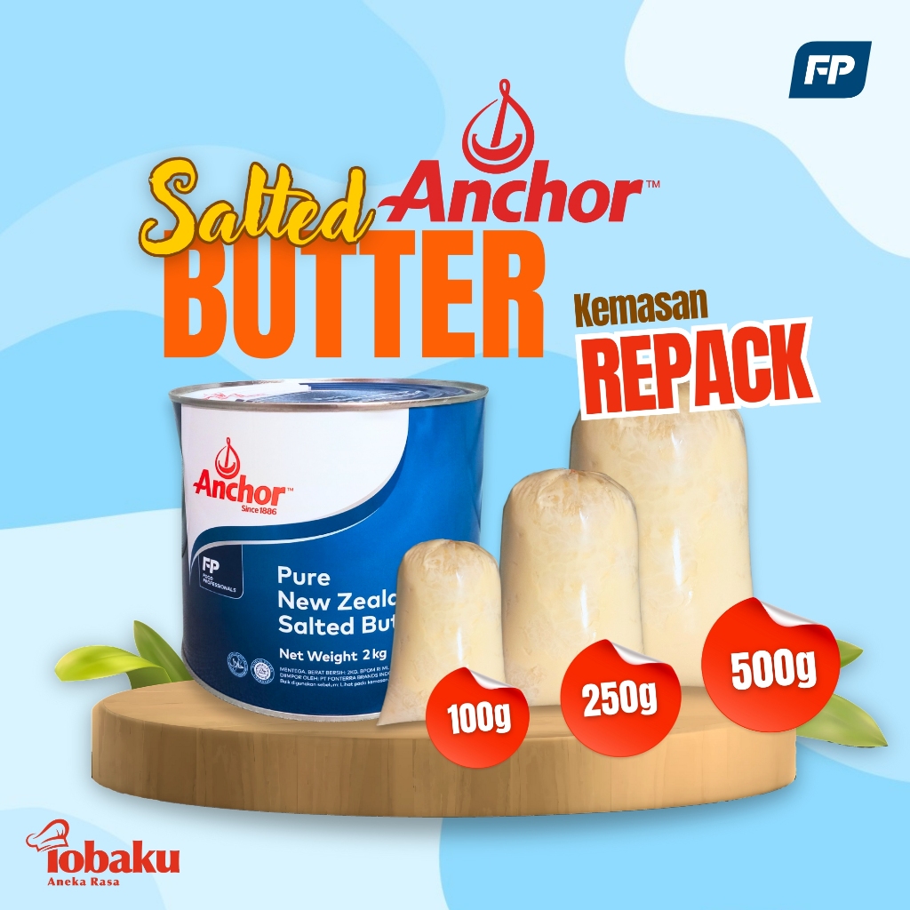 

ANCHOR Pure New Zealand Salted BUTTER (Mentega Asin) Kemasan REPACK 100g, 250g, 500g _