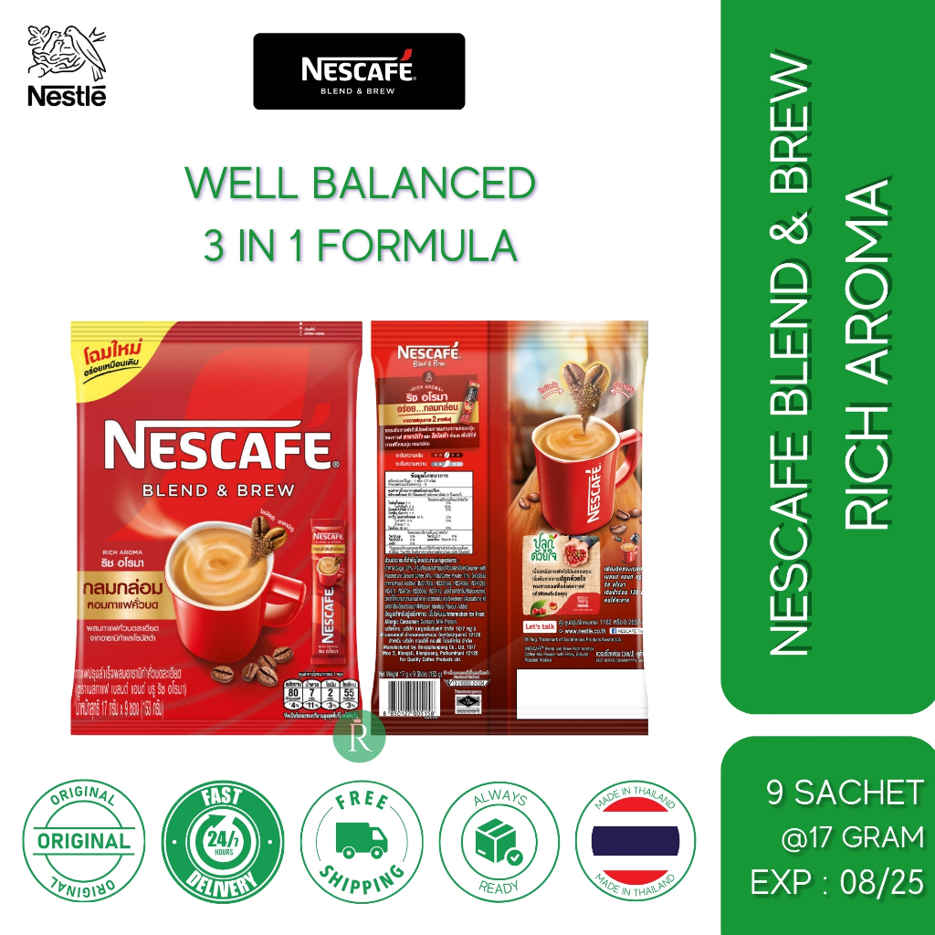 

Nestle Nescafe Blend And Brew Rich Aroma isi 9 Sachet Thailand
