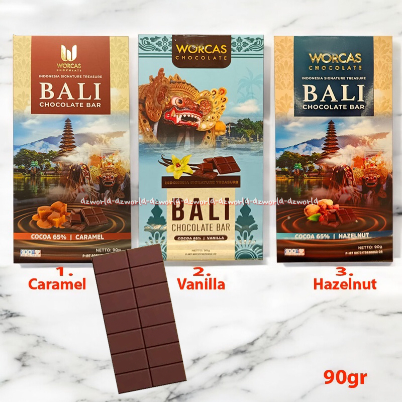 

Worcas 90gr Bali Chocolate Bar Caramel Vanilla Hazelnut Coklat Workas Vanila Cocoa 65% Indonesia Signature Treasure