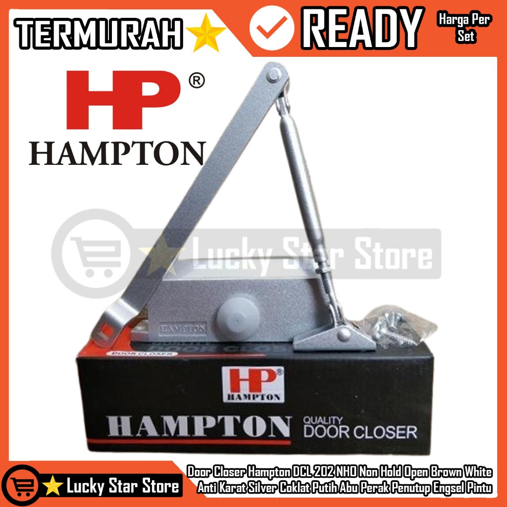 Hampton Door Closer DCL 202 NHO Non Hold Open Brown White Silver Weldom Fitur Tahan Buka Awet Alumun