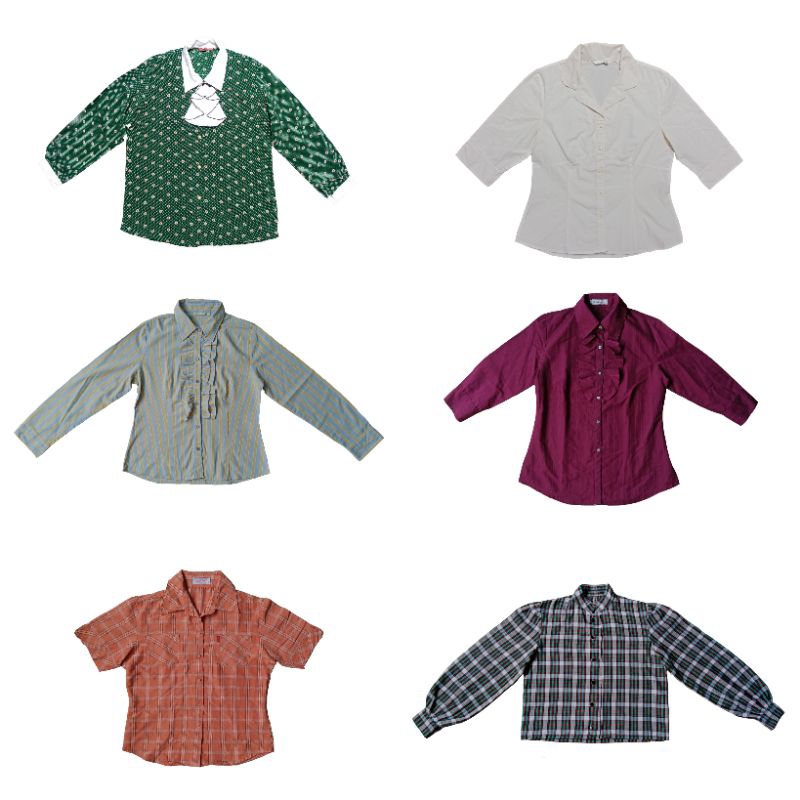 Blouse wanita / blouse vintage / kemeja salur ruffle / kemeja ruffle
