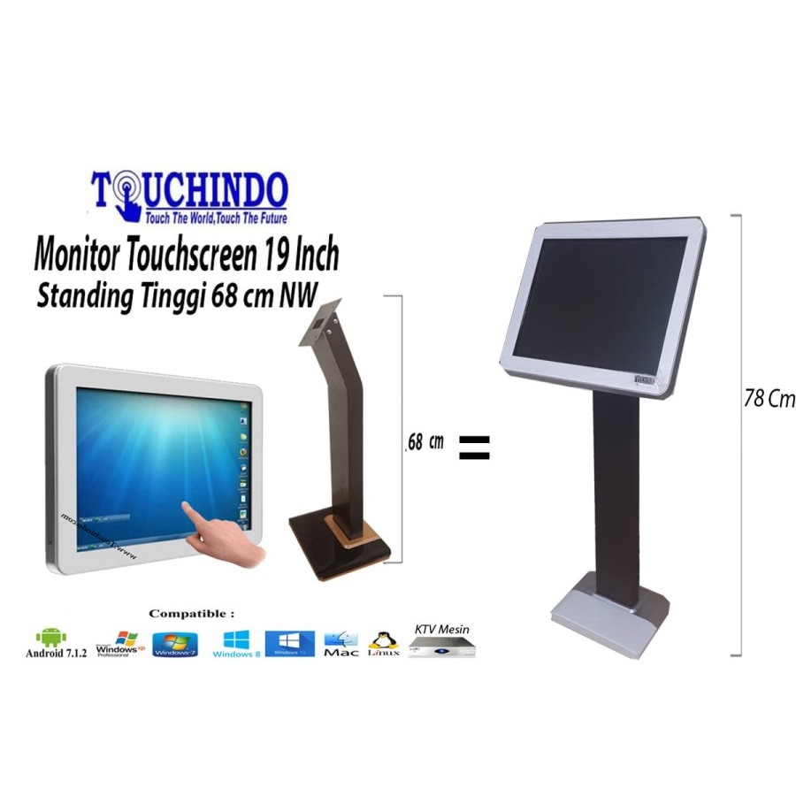 Monitor Touchscreen 19 inch Standing Tinggi NW White