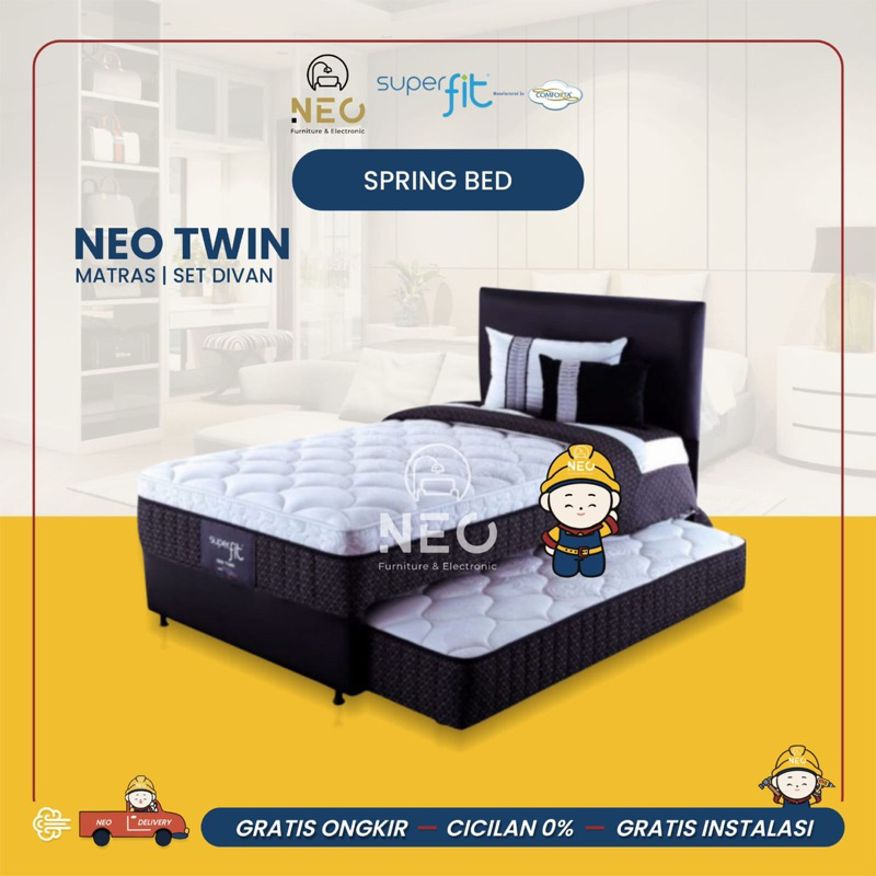 NEO - SPRINGBED COMFORTA SUPERFIT NEO TWIN 2IN1  BED SORONG TARIK  BED ANAK  SET DIVAN RANJANG  TEMP