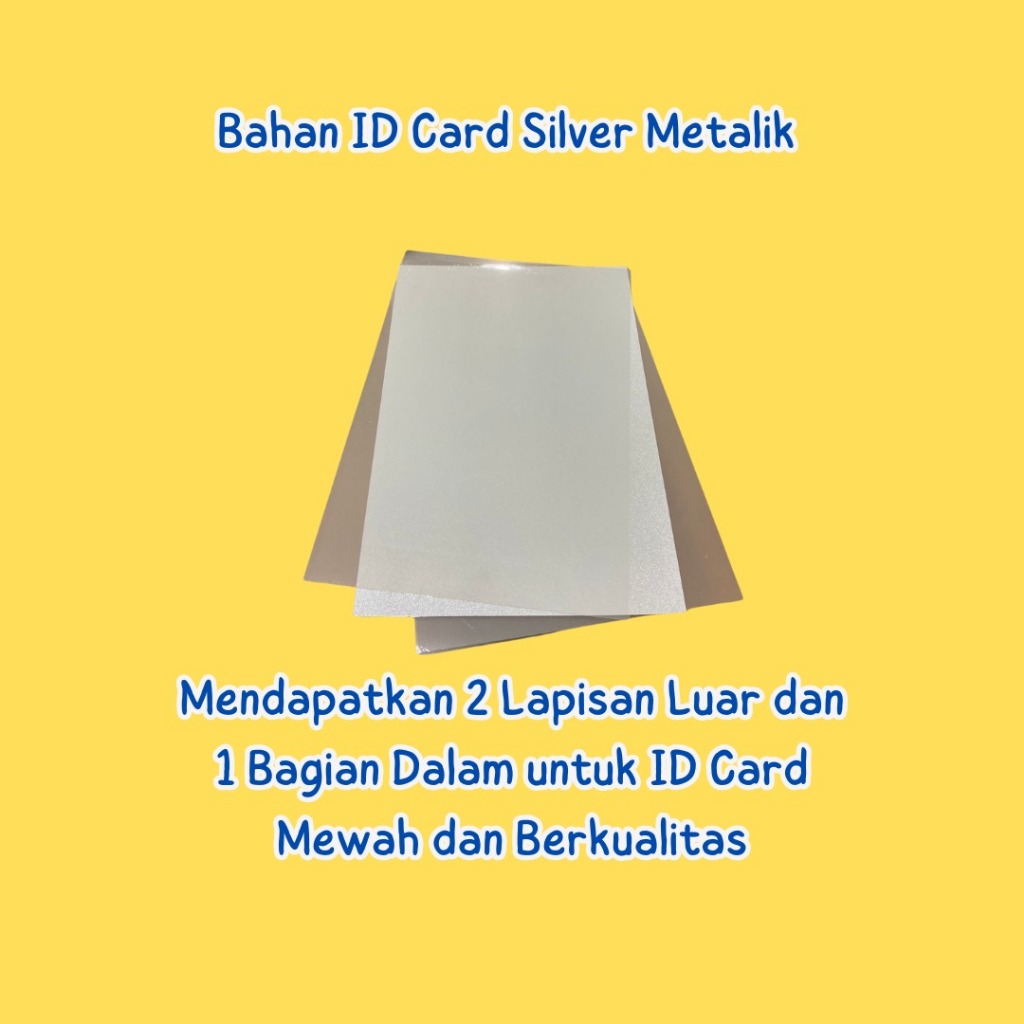 

Bahan PVC Silver Metalik ukuran A4 untuk ID Card