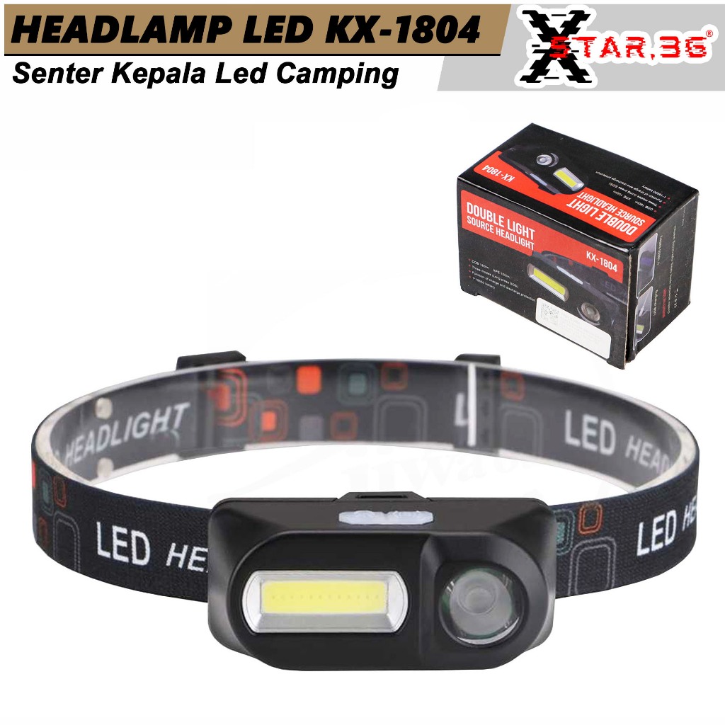 Headlamp led kx-1804 senter kepala led usb charging double light lampu kepala camping outdoor kx1804