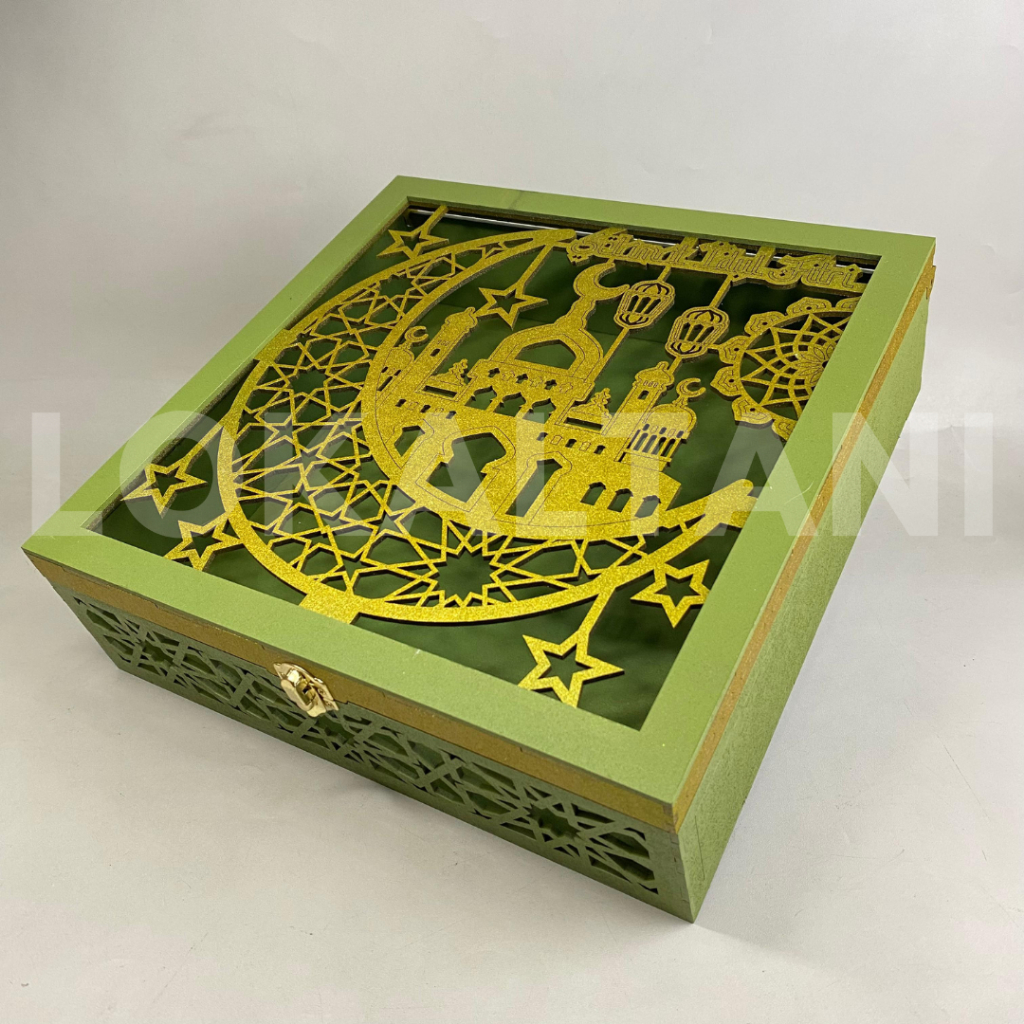 

Box Mdf Lebaran/ Box Hampers Hardbox/ Box MDF Laser Cutting/ Hardbox Lebaran 4 Toples 500Gr