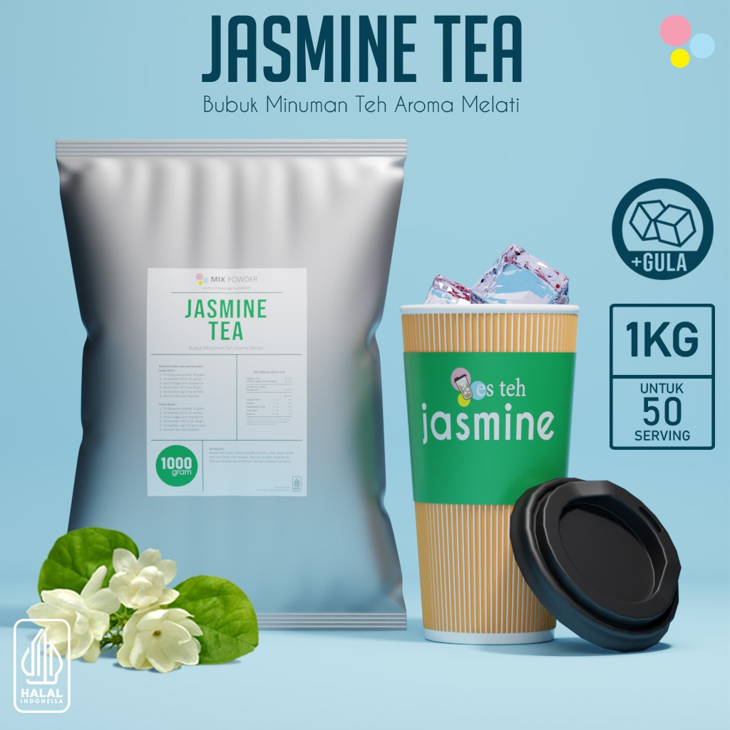 

JASMINE TEA Serbuk Bubuk minuman teh rasa jasmine satndar restoran bintang lima cocok untuk usaha