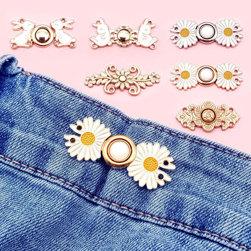 Kancing Jeans Simple Karakter Kait Pengecil Lingkar Pinggang