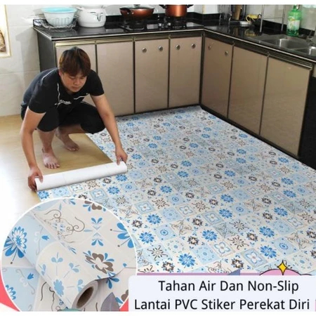 Stiker lantai PVC 2M * 61CM Stiker lantai marmer Stiker lantai berperekat Stiker dinding kamar mandi