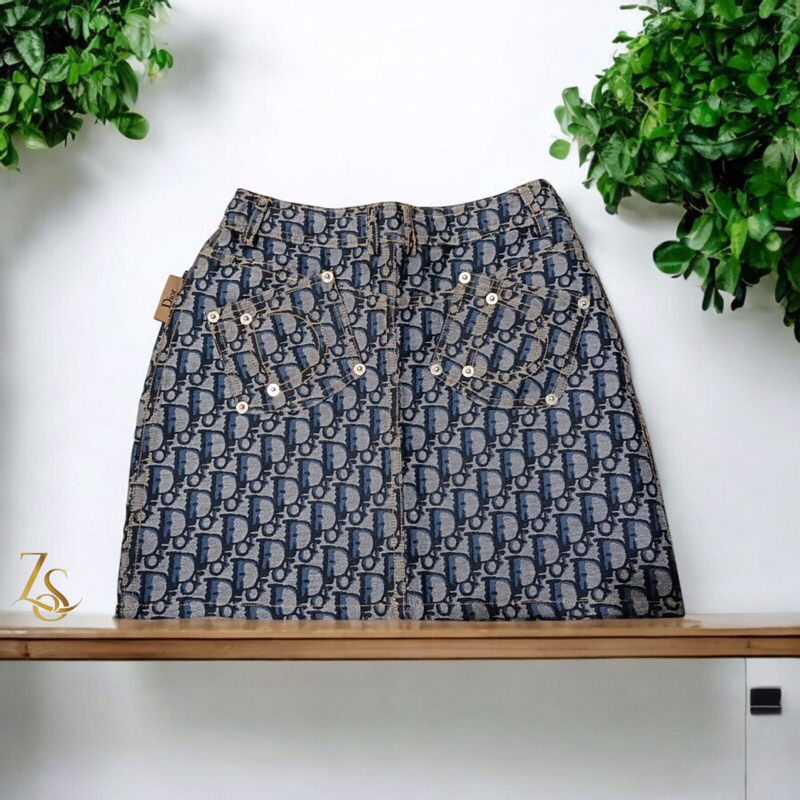 Mini skirt monogram Christian Dior Blue Navy blue Size 10a 10-13Y