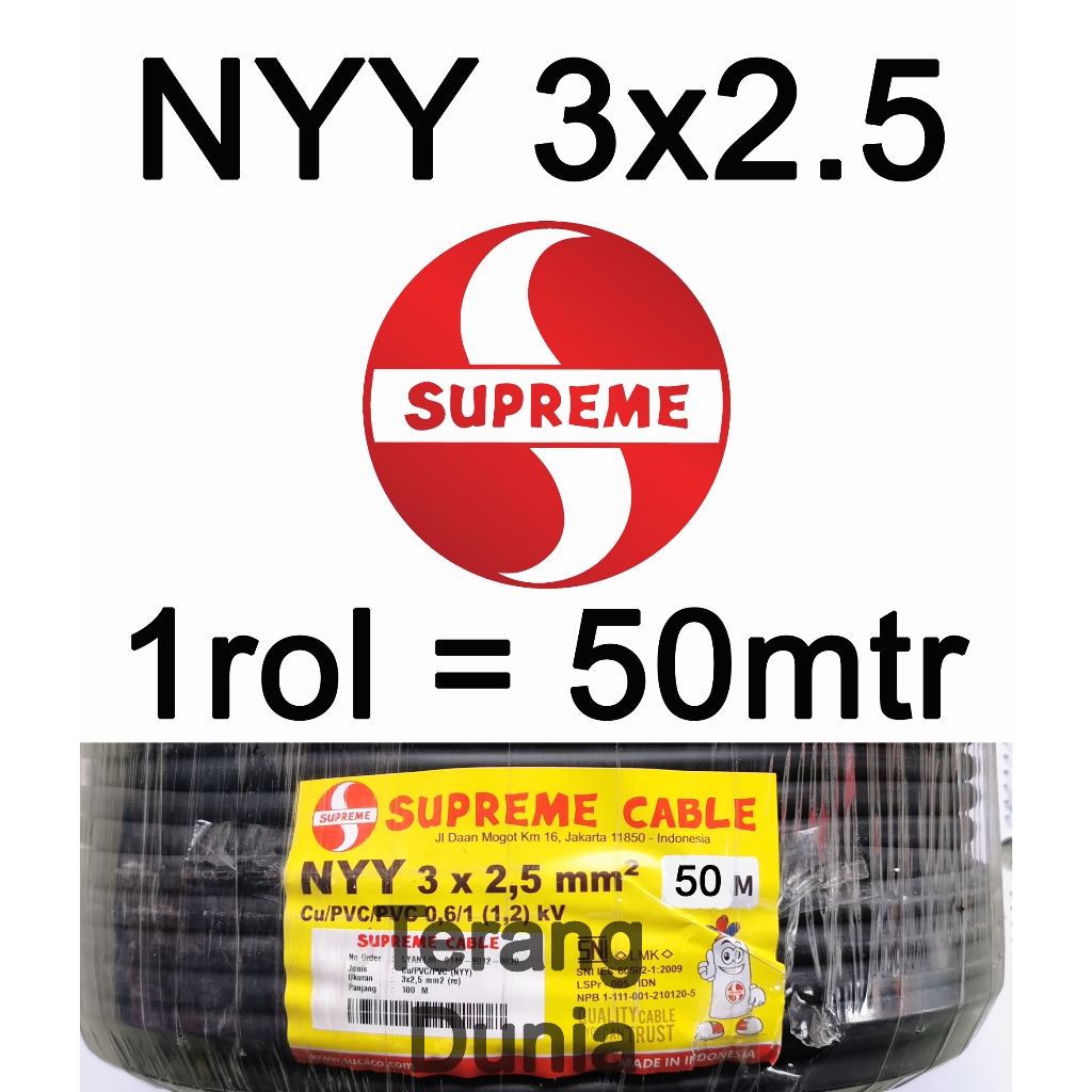 Kabel Supreme NYY 3x2.5 50meter Kabel NYY 3x2.5 Supreme 50meter Kabel Hitam Tunggal 3x2.5 Supreme 50