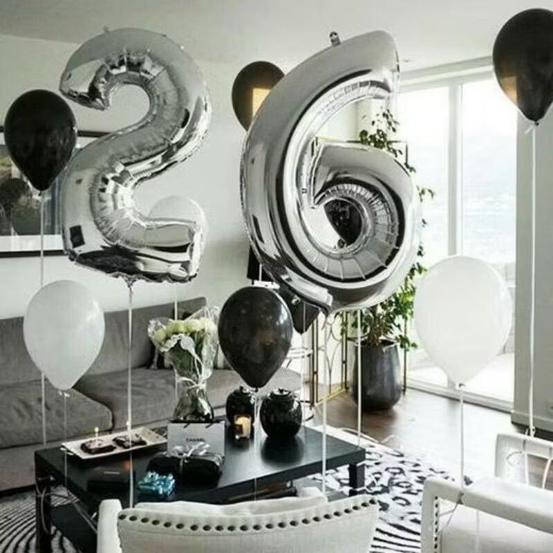 Balon Angka Silver Jumbo 80cm / Balon Foil Jumbo Angkan Silver 80 cm