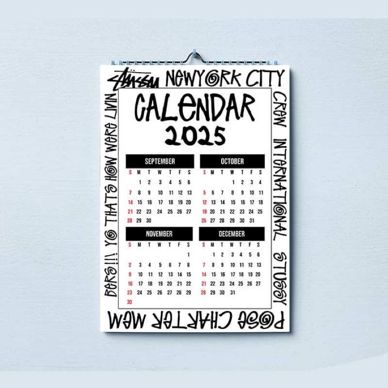 

kalender 2025 stssy - kalender dinding aesthetic - kalender hypebeast