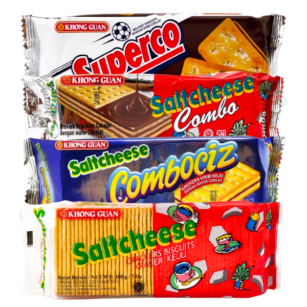 

Khong Guan Saltcheese Combo Combociz Crackers Biscuit Krekers Keju Superco Coklat Chocolate 175g / 200g