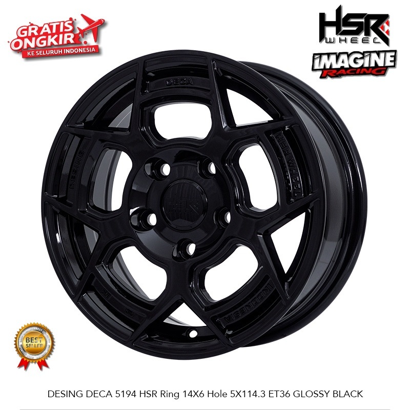 VELG RACING HSR DESING DECA RING 14 HOLE 5X114,3 UNTUK APV GRANMAX L300 KUDA