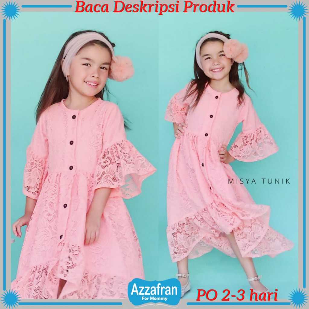 Misya Tunic | Baju Atasan Anak Perempuan & Dewasa | Kostum Couple Lebaran Tunik Brokat Terbaru Murah