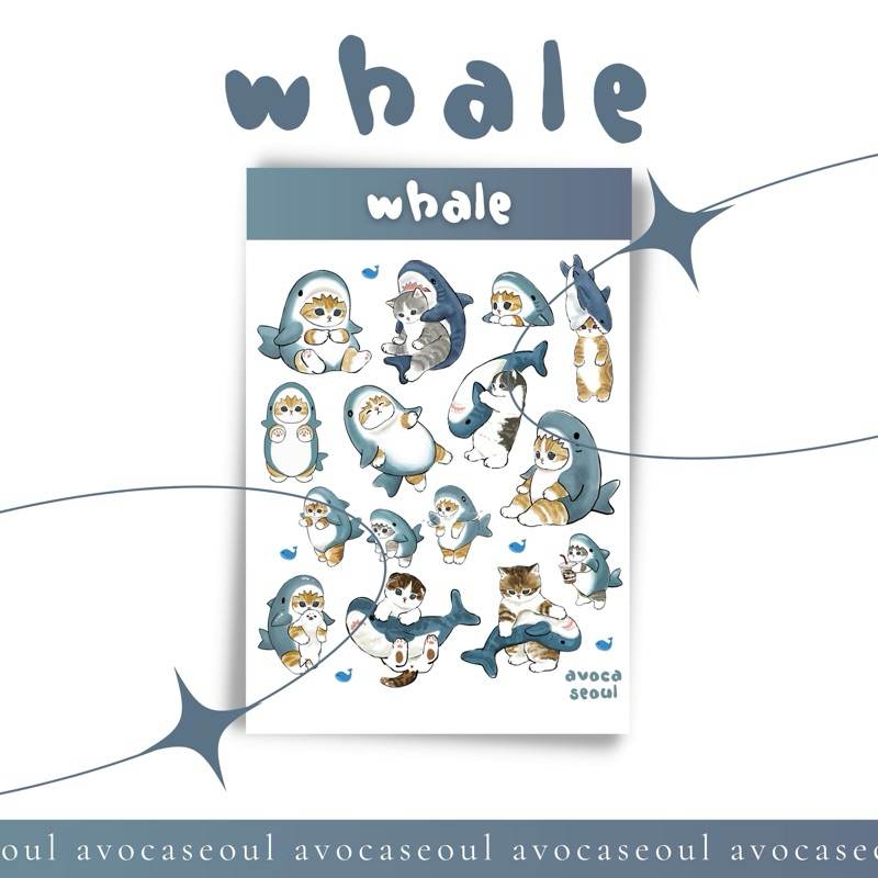 

sticker sheet whale aesthetic ins korea untuk dekorasi scrapbook, deco pola, journaling, phonecase, headphone, stiker lucu