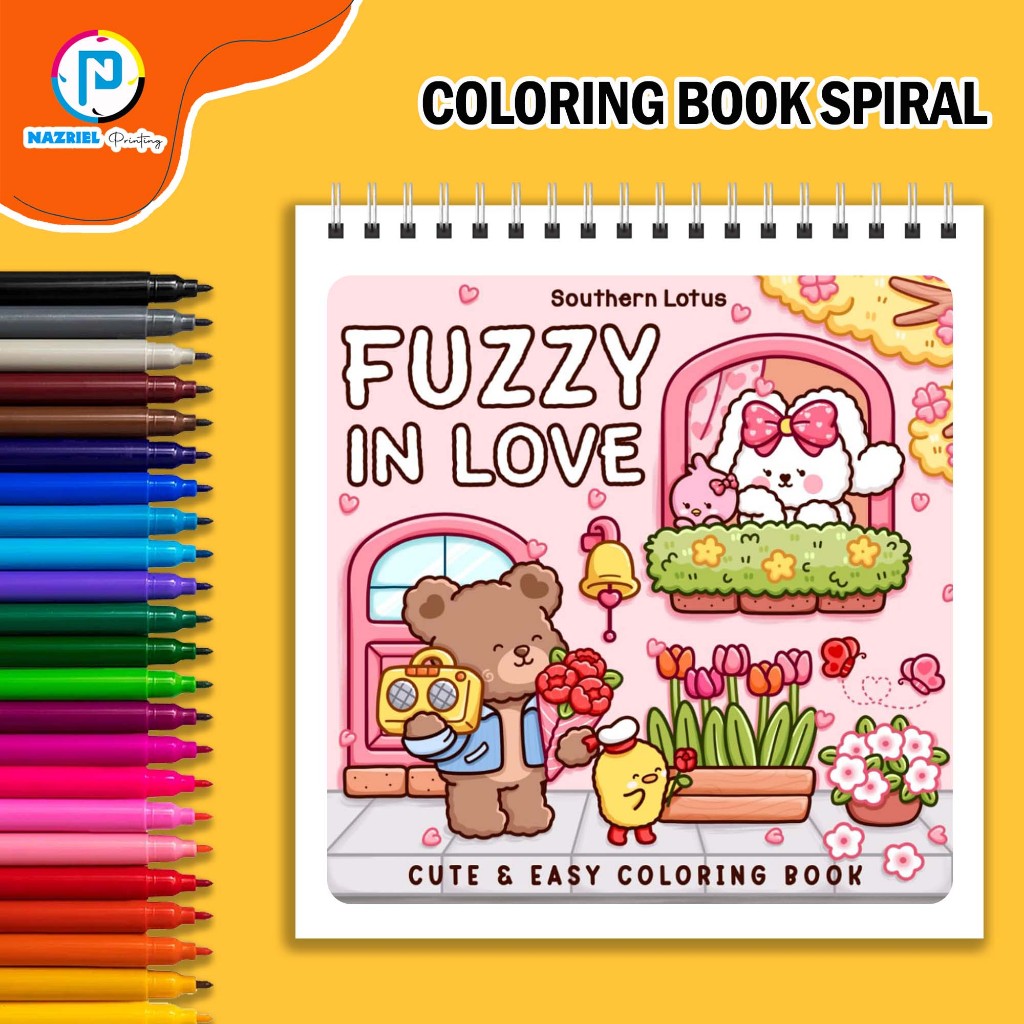 

Fuzzy in Love by Southern Lotus Coloring Book Buku Mewarnai Spiral