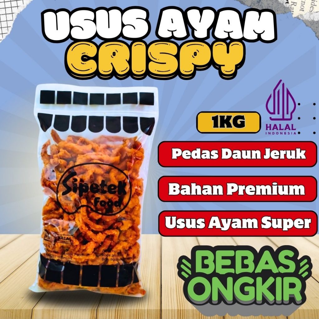 

Cemilan Usus Crispy Kiloan Kriuk Renyah Premium Bumbu Spesial Pedas Gurih Daun Jeruk Kemasan 1kg