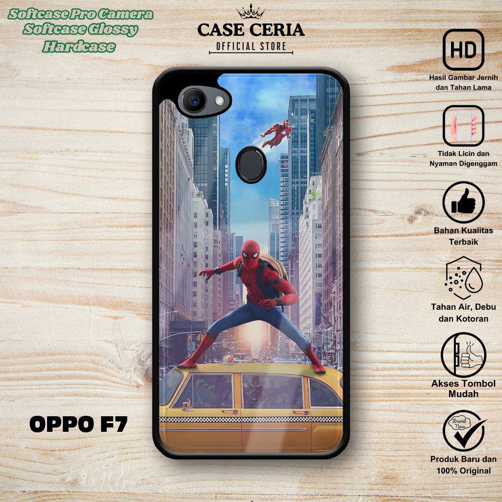Case Oppo F7 - Casing Oppo F7 ( Spider Man) – Softcase Pro Camera Oppo F7 – Silikon HP – Hardcase HP