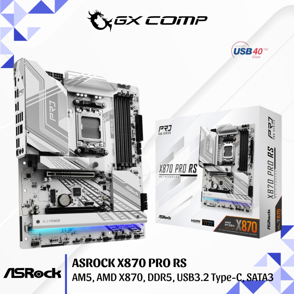 ASRock X870 Pro RS | Motherboard AM5, AMD X870, DDR5, USB3.2 Type-C, SATA3