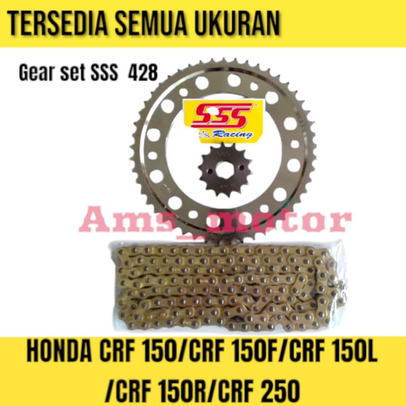 gear gir set sss 428 rantai gold Crf 150 Crf 150L uk 48 49 50 51 52 53 54 55
