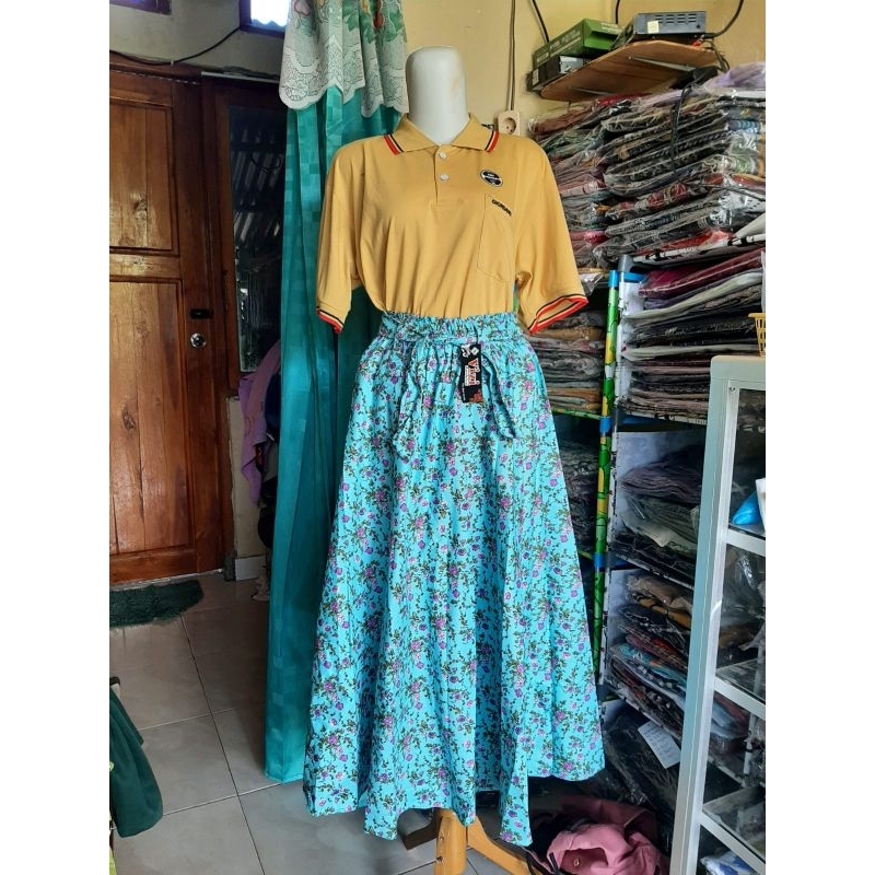 Rok payung katun motif bunga