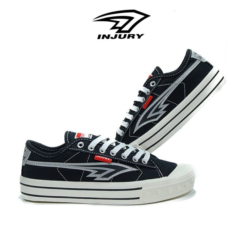 kualitas super injury - sepatu sneakers kasual pria wanita sepatu sekolah pria wanita everest hitam