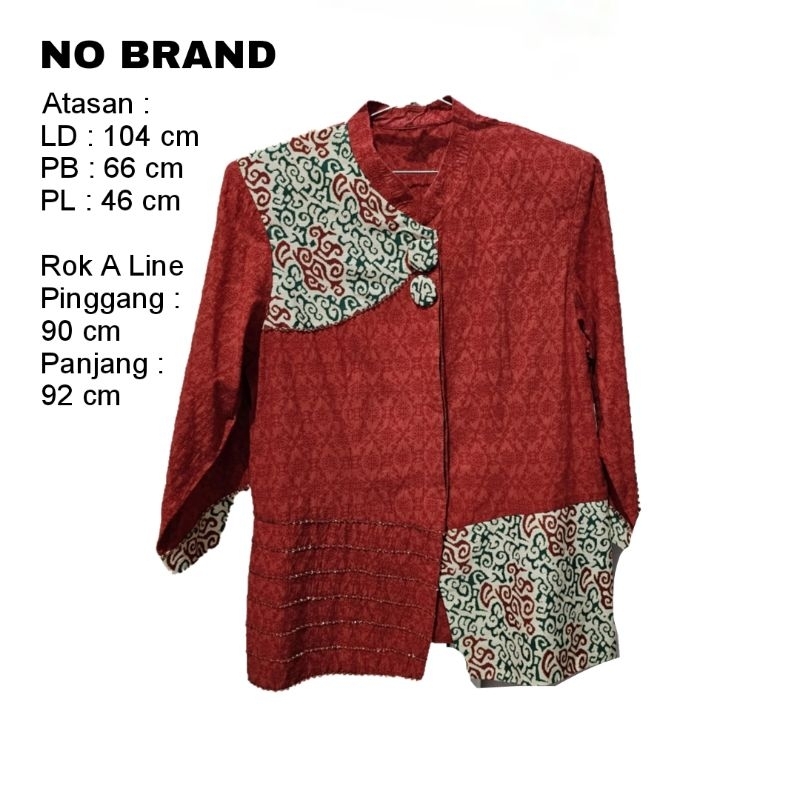 [preloved] Batik One Set Atasan dan Rok Jarik Batik Warna Merah Hijau